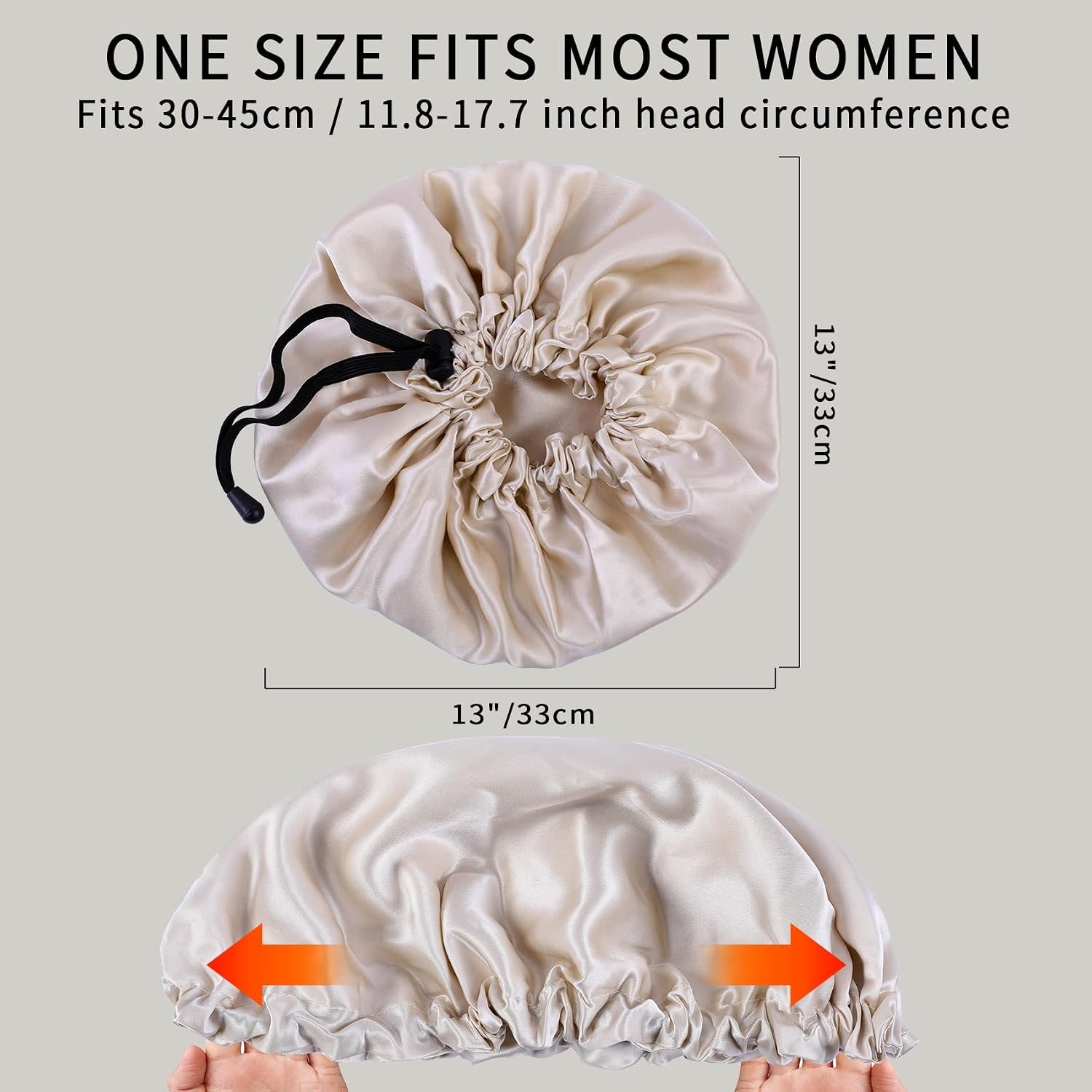 Beige 22 Momme Silk Bonnet, detail view