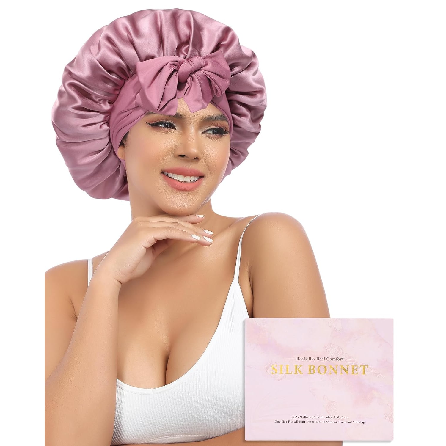 Dusty Rose 19 Momme Silk Sleep Bonnet