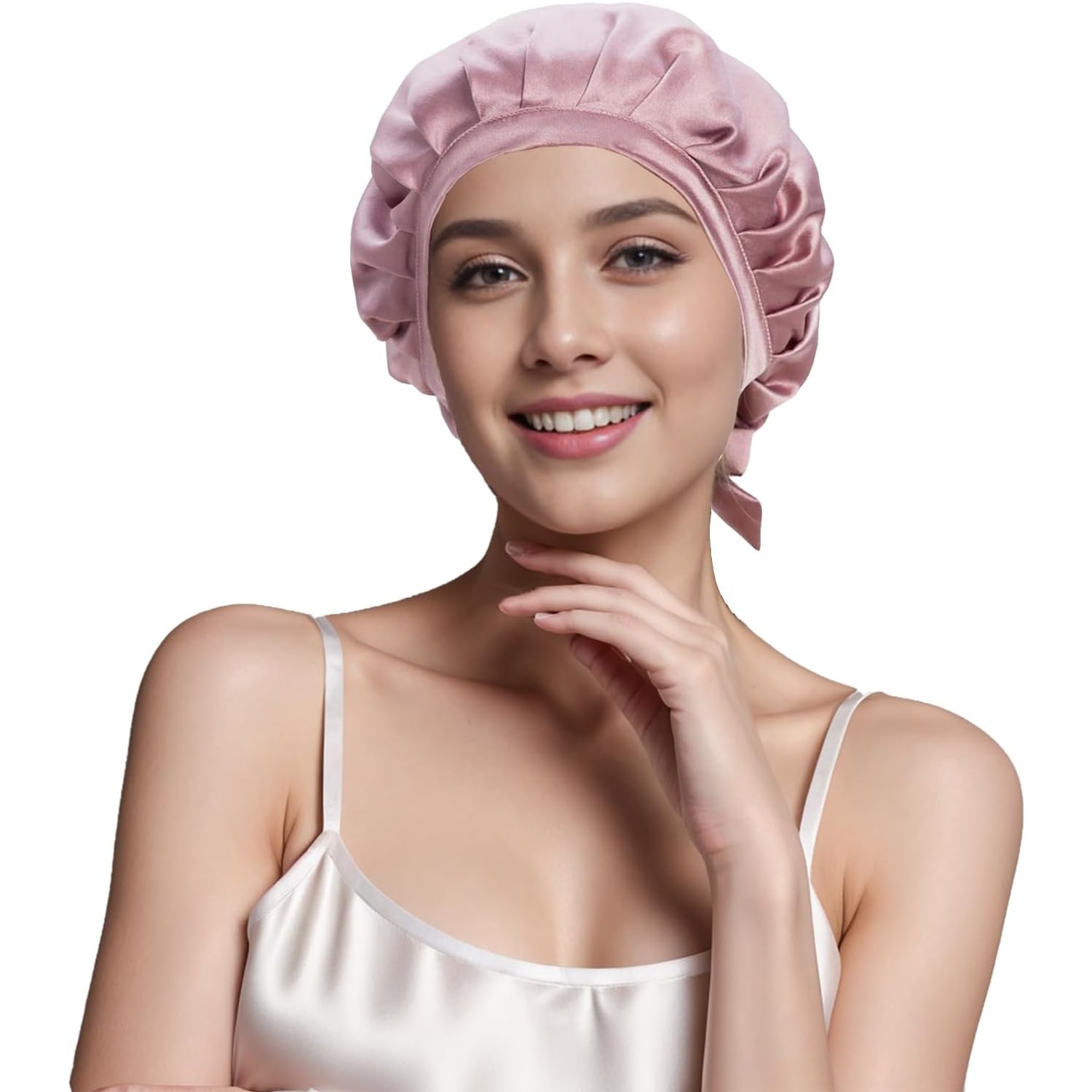 Pink 19 Momme Double Layer Mulberry Silk Bonnet
