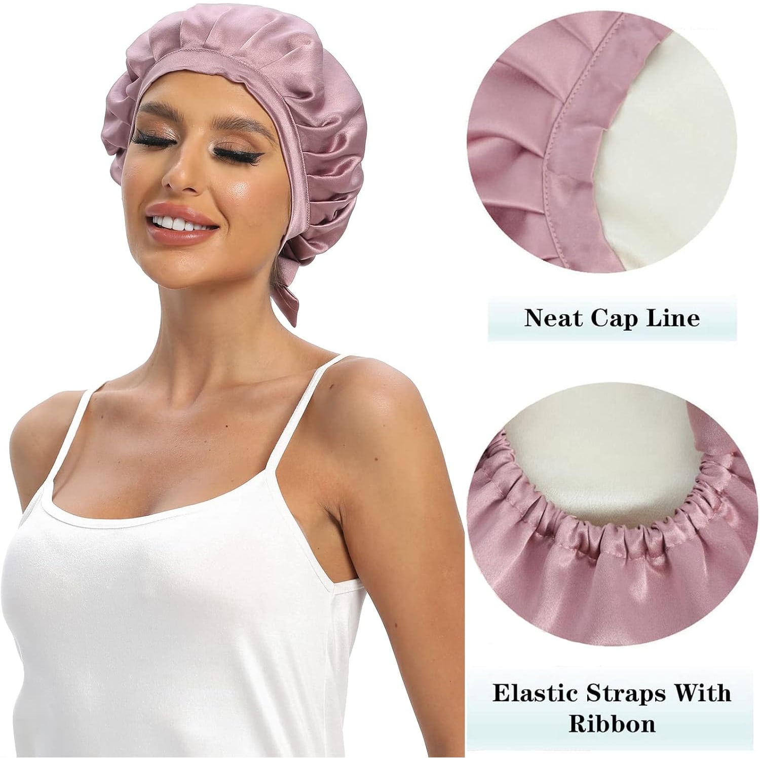 Pink 19 Momme Double Layer Mulberry Silk Bonnet