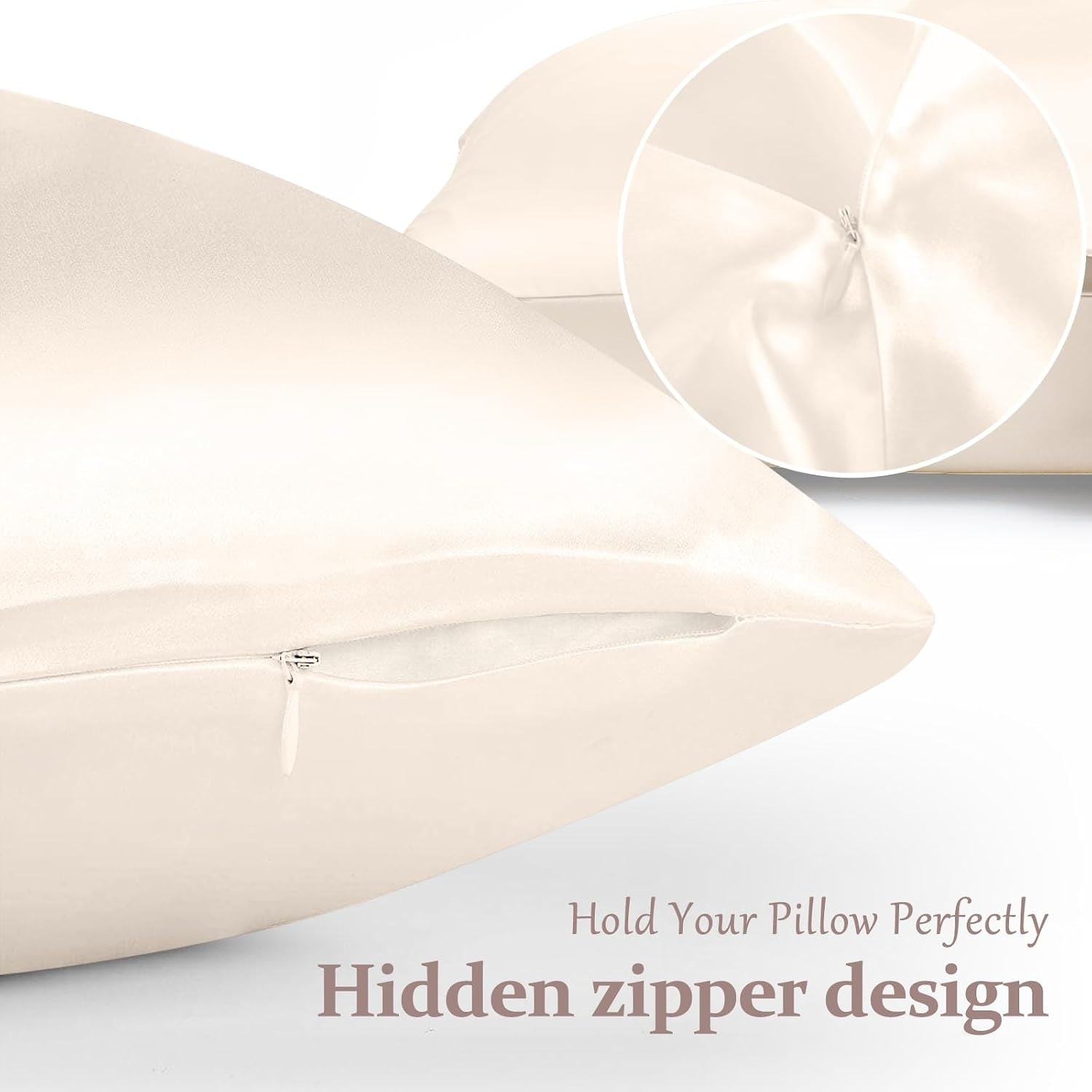 Beige 19 Momme Silk Pillowcases, Standard, 2 Pack