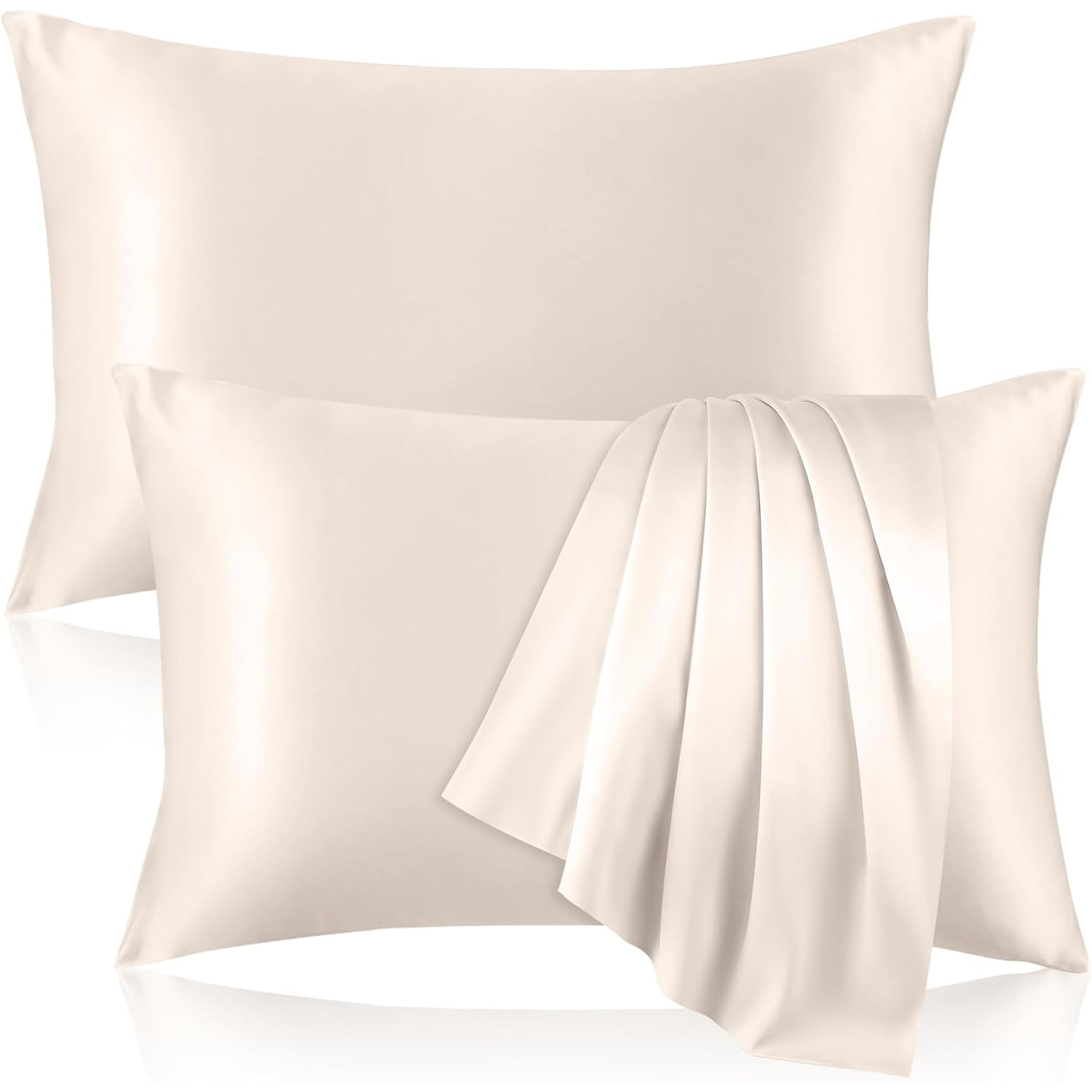 Beige 19 Momme Silk Pillowcases, Standard, 2 Pack