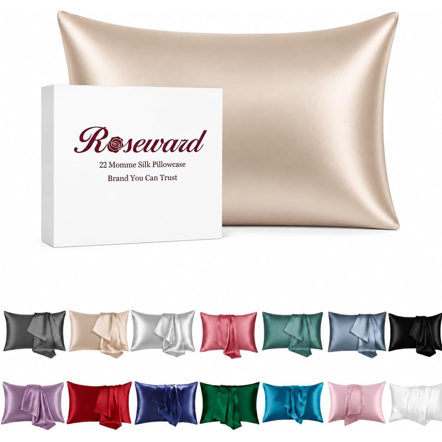 Beige 22 Momme Mulberry Silk Pillowcase, King