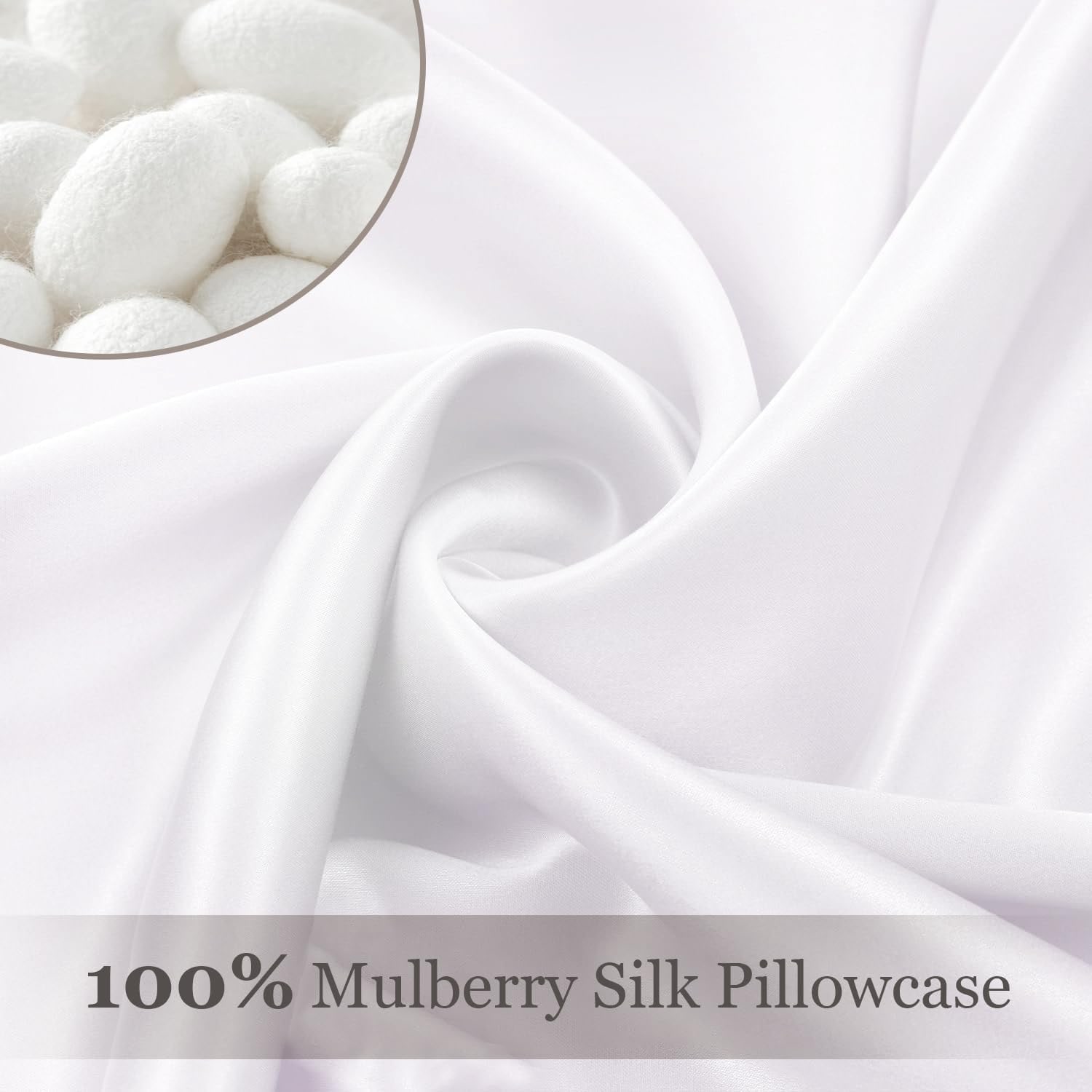 White 22 Momme Mulberry Silk Pillowcases, Standard, 2 Pack