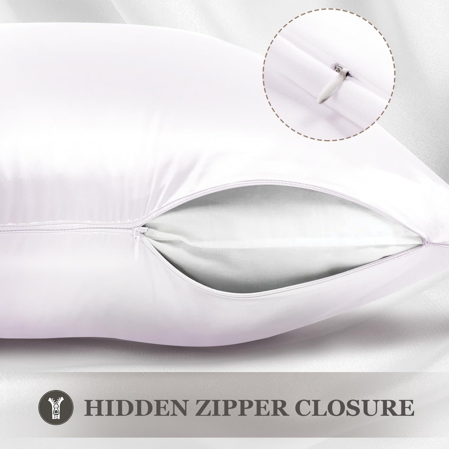 White 22 Momme Mulberry Silk Pillowcases, Standard, 2 Pack