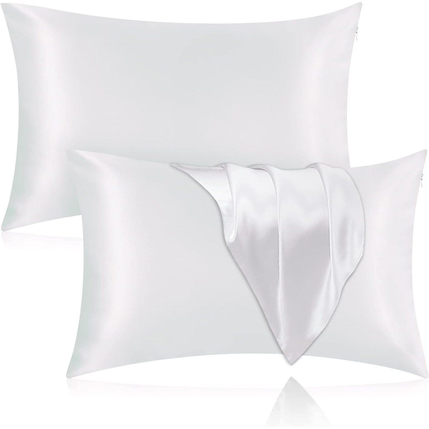 White 25 Momme Mulberry Silk Pillowcases, Standard, 2 Pack
