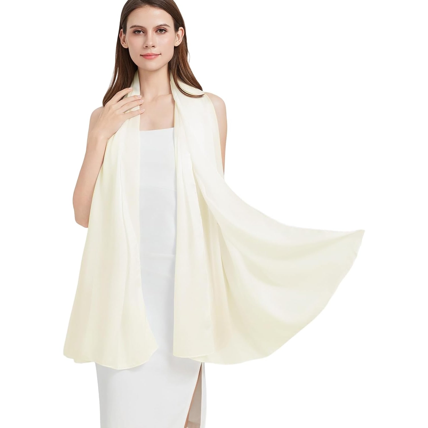 Off White Long Mulberry Silk Scarf