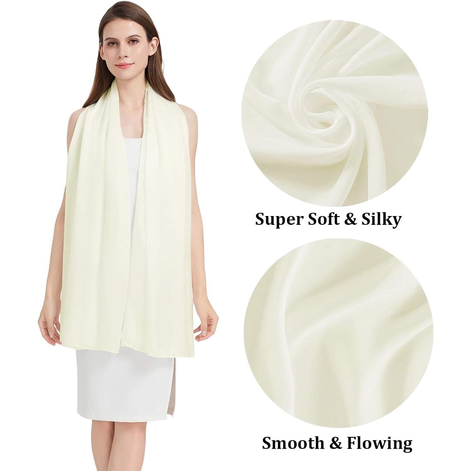 Off White Long Mulberry Silk Scarf