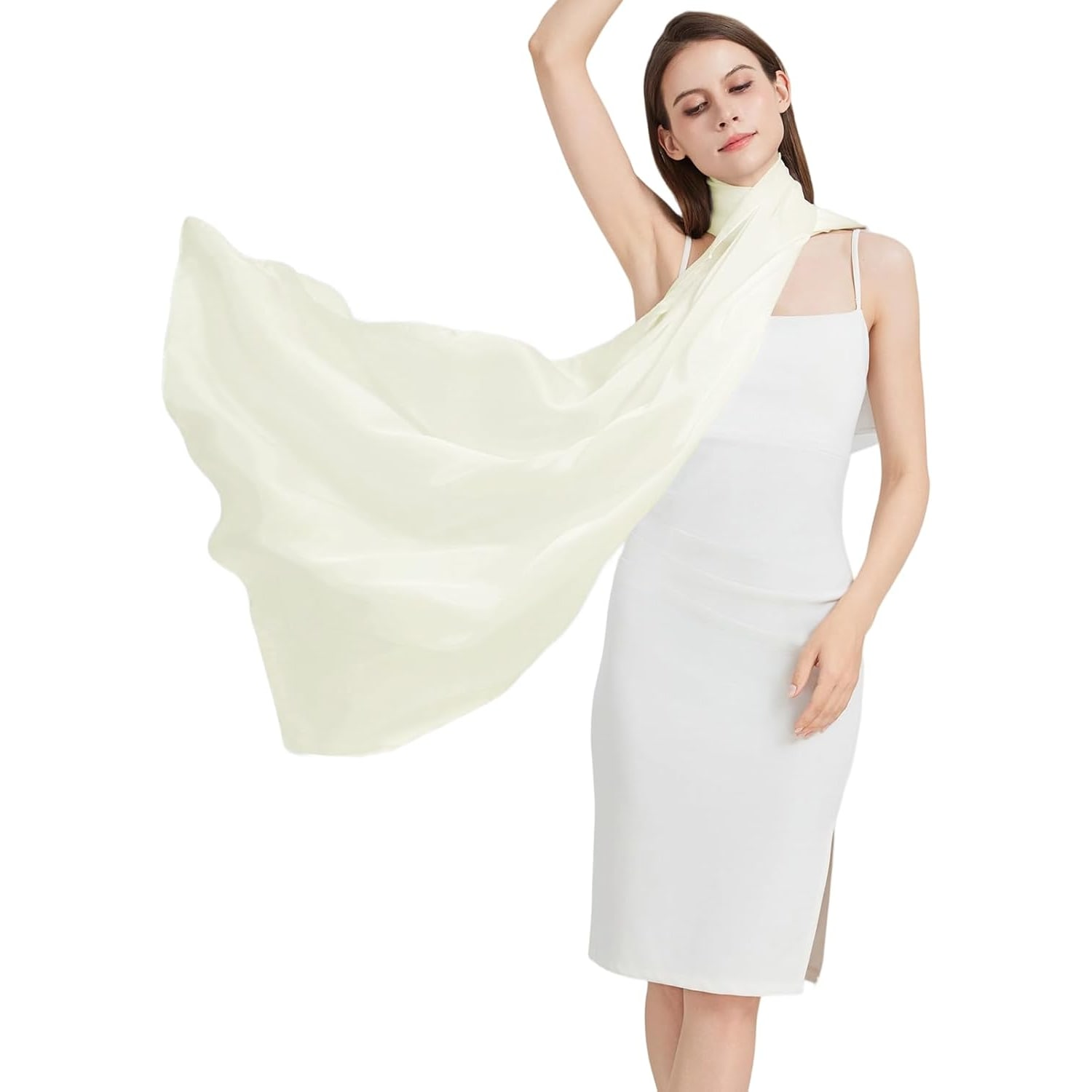 Off White Long Mulberry Silk Scarf