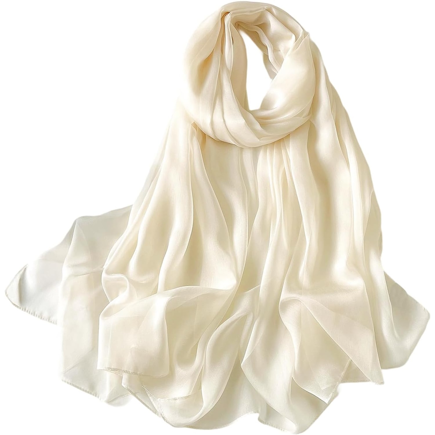 Off White Long Mulberry Silk Scarf