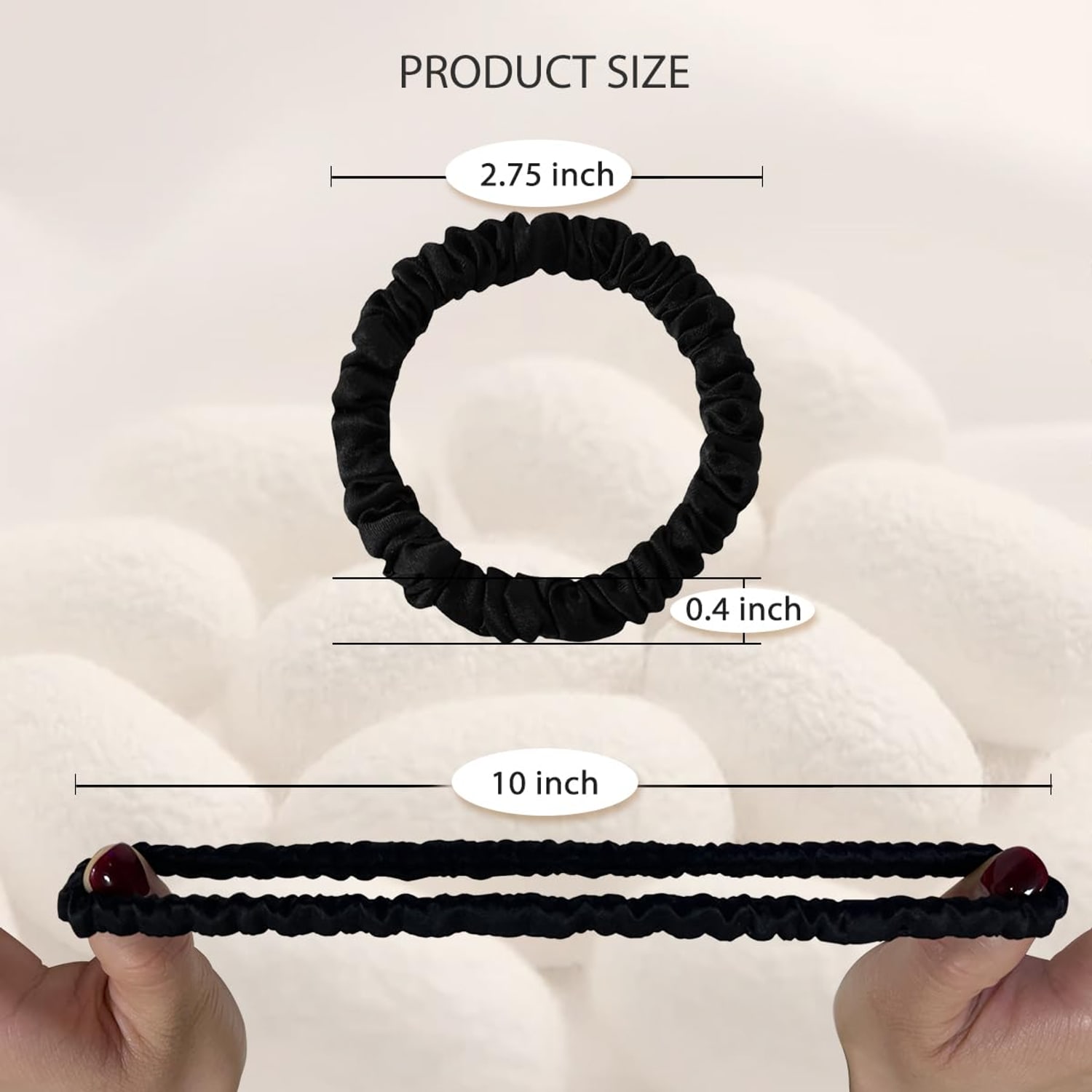 22 Momme Silk Hair Ties, 4 Pack, Black