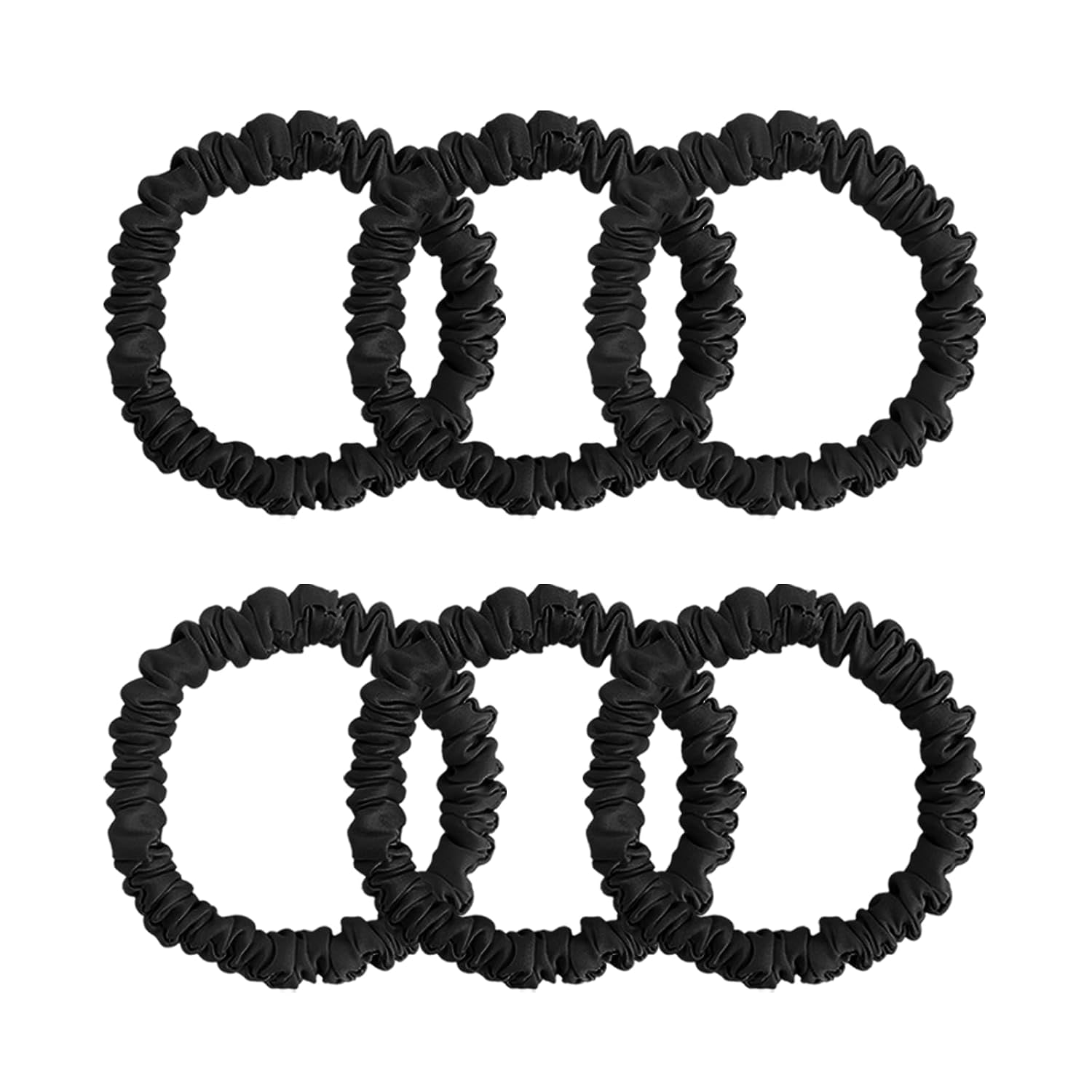 Black Mulberry Silk Hair Ties 6 Pack