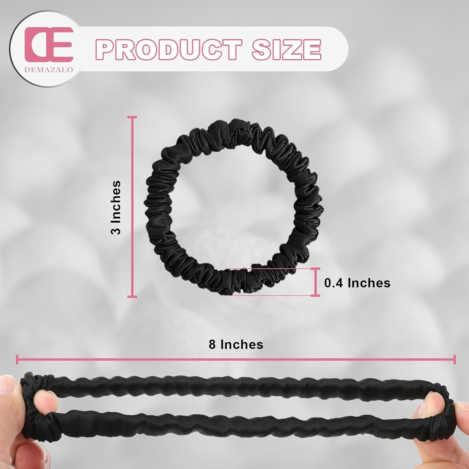 Black Mulberry Silk Hair Ties 6 Pack