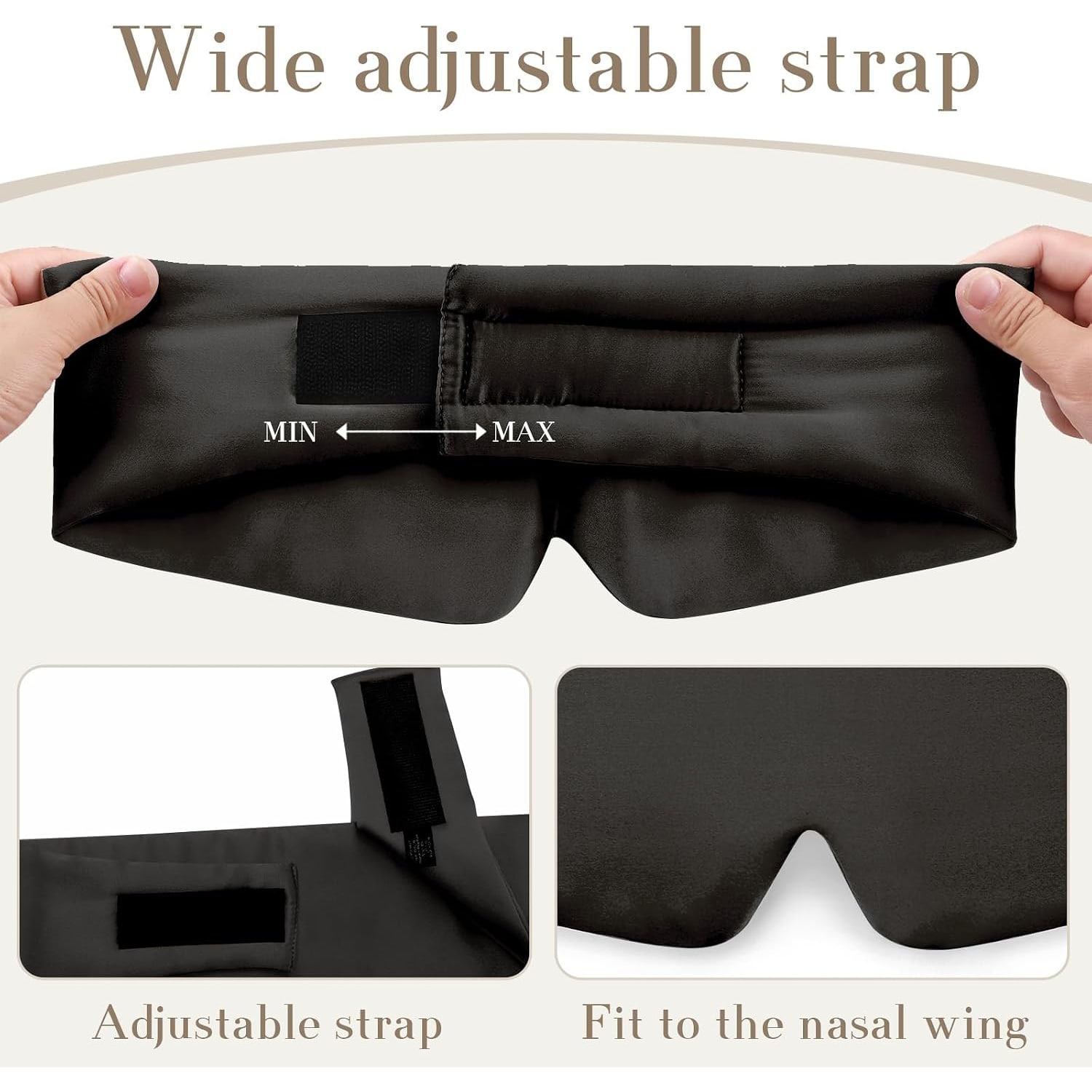 Black Silk Sleep Mask with Wide Band
