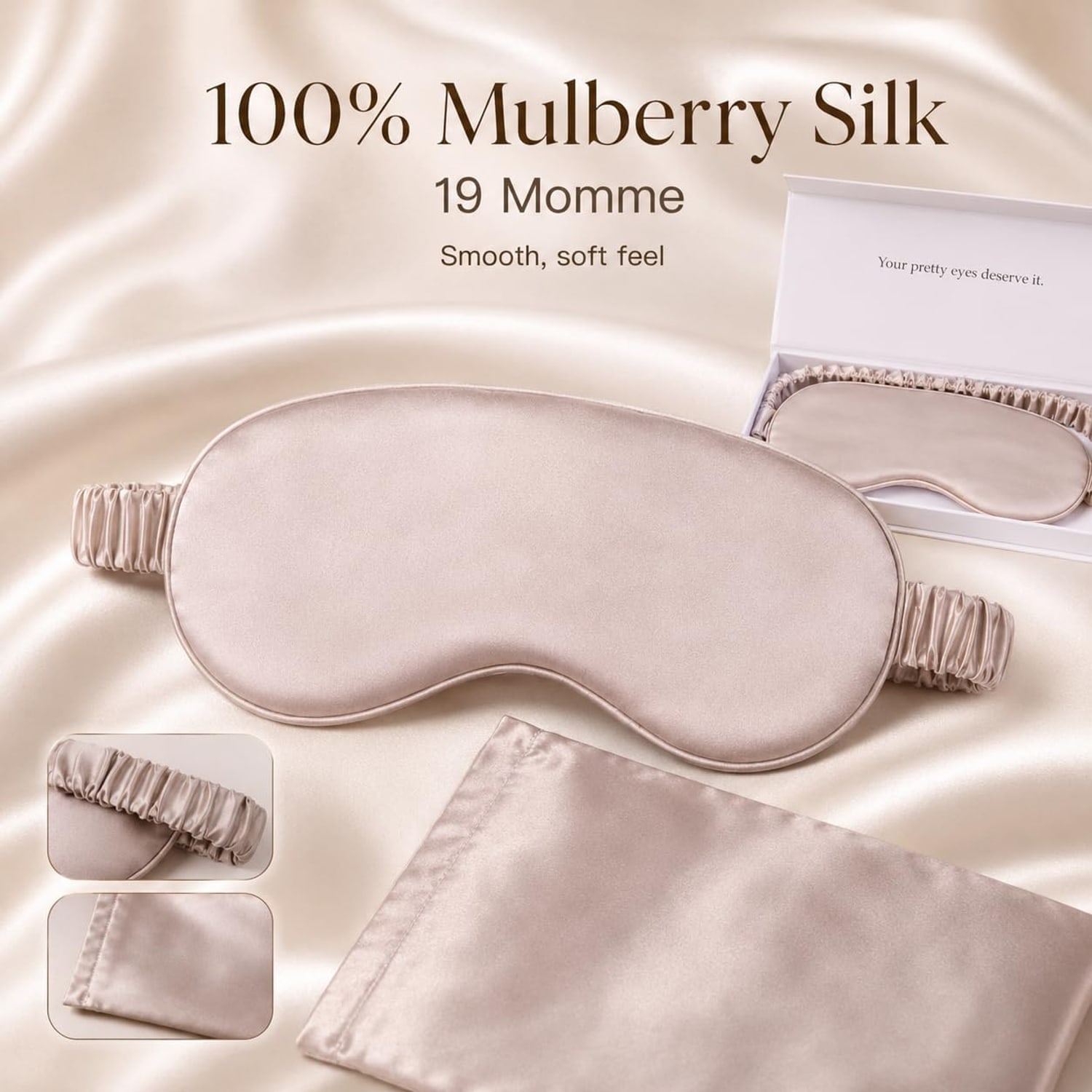 Caramel 19 Momme Mulberry Silk Sleep Mask