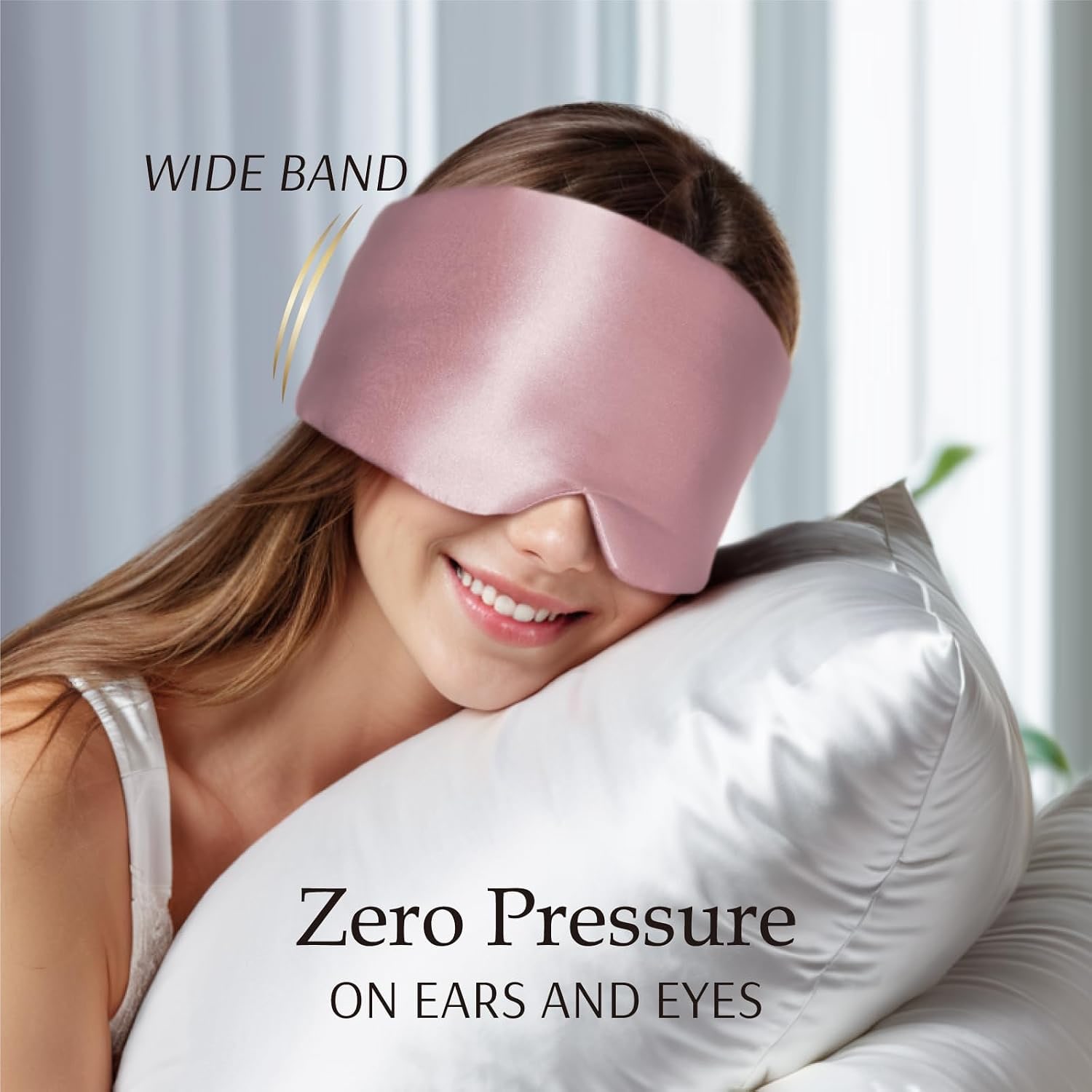 Light Plum Silk Sleep Mask with Ear Band