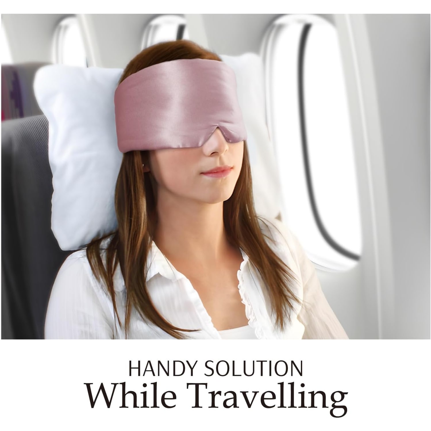 Light Plum Silk Sleep Mask with Ear Band