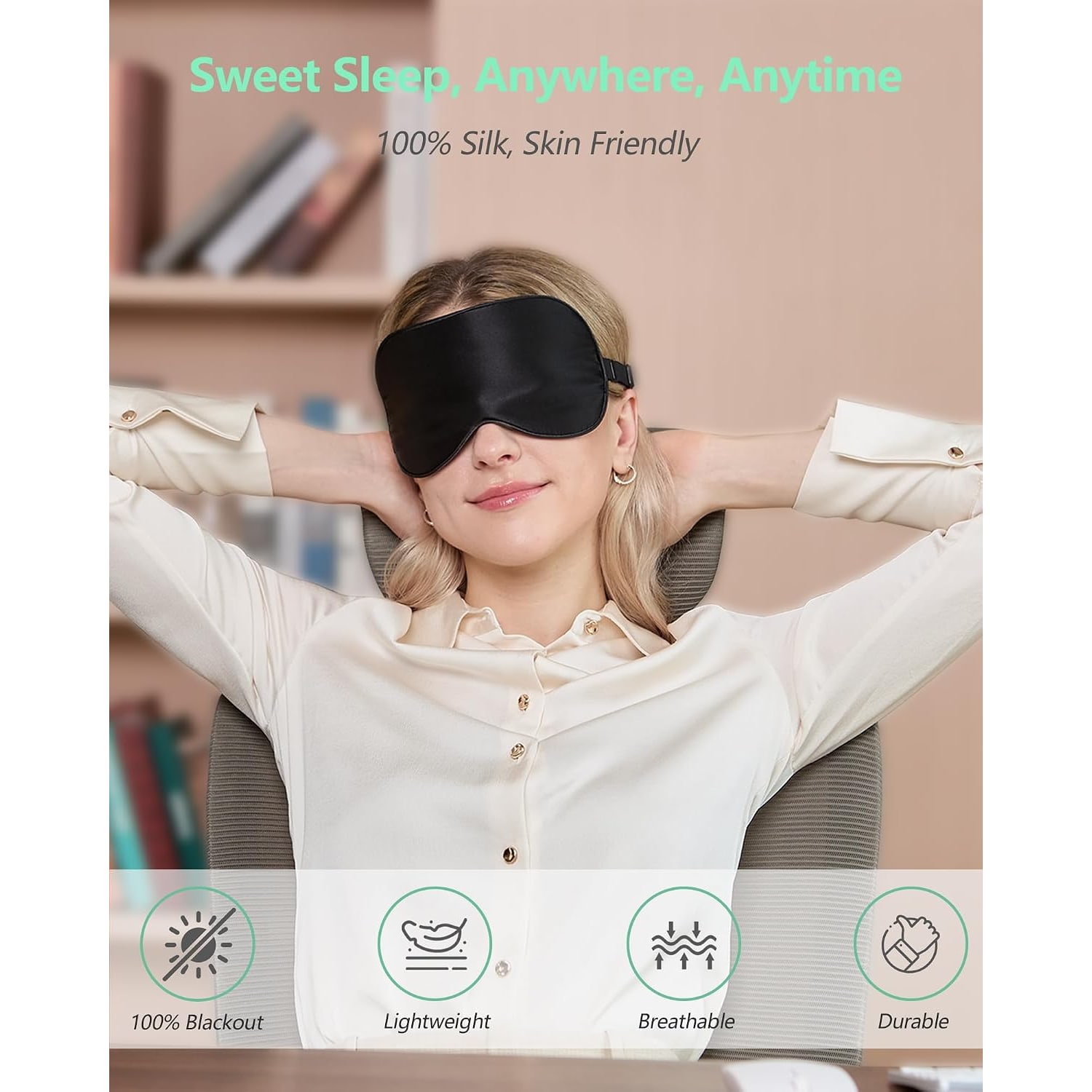 Mulberry Silk Sleep Masks 2 Pack in Black
