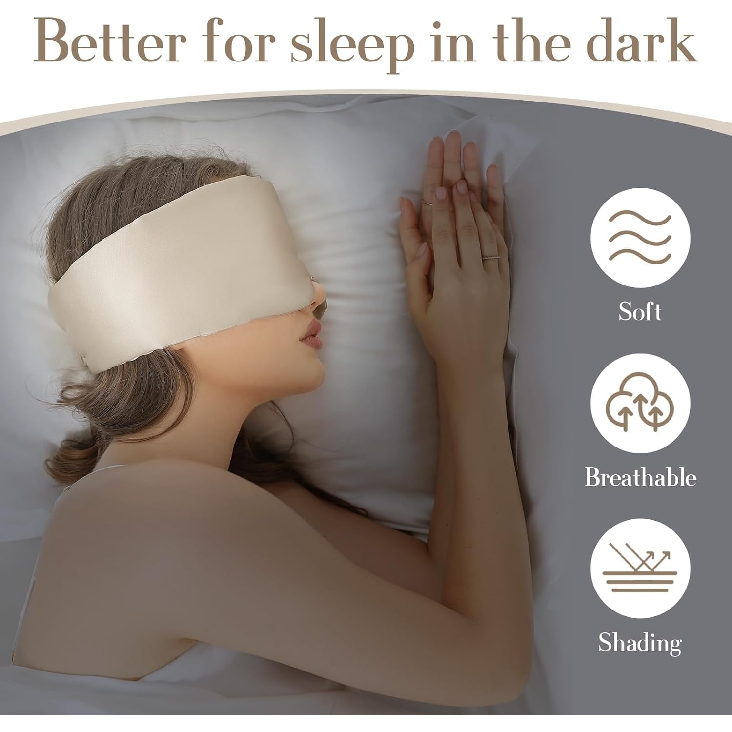 Taupe Silk Sleep Mask with Wide Band