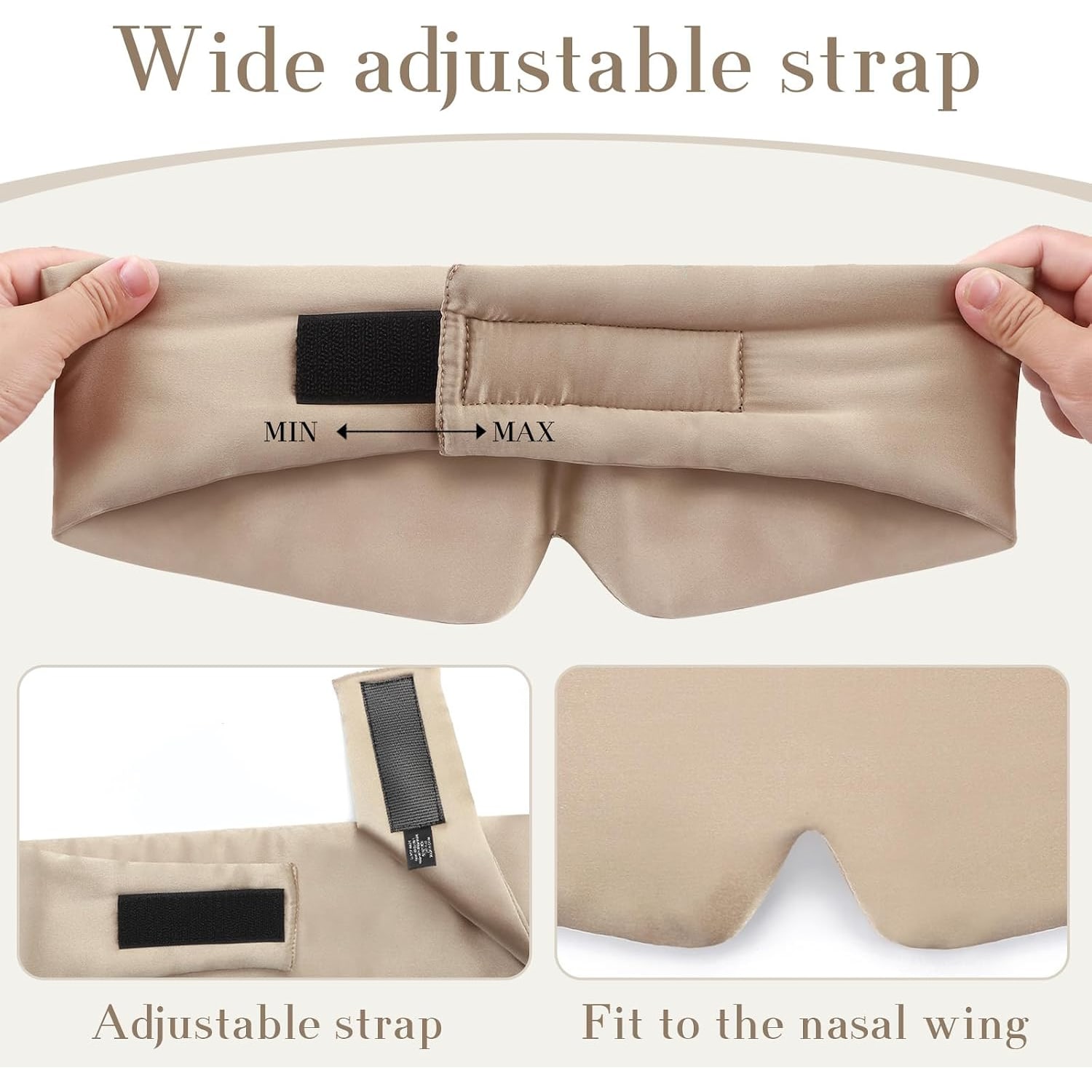 Taupe Silk Sleep Mask with Wide Band