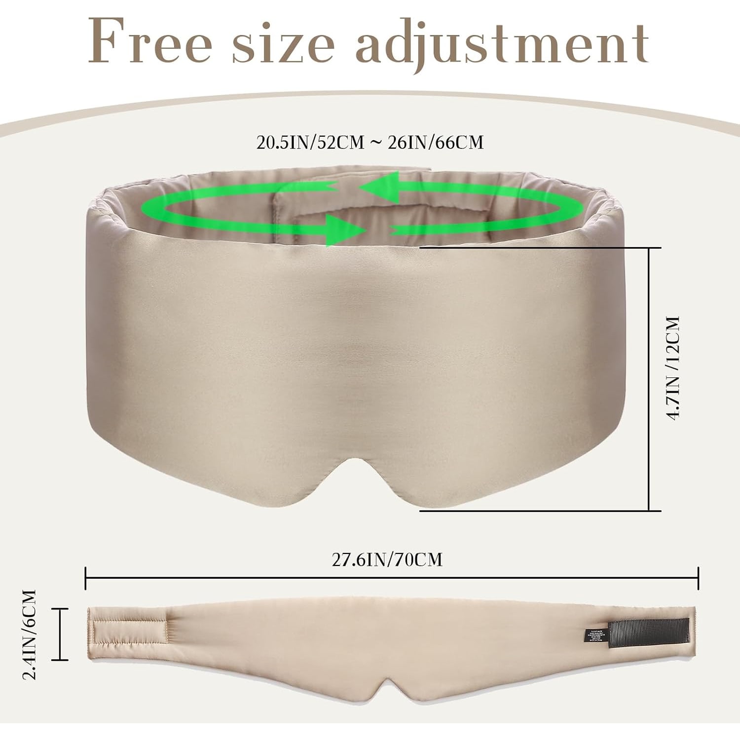 Taupe Silk Sleep Mask with Wide Band